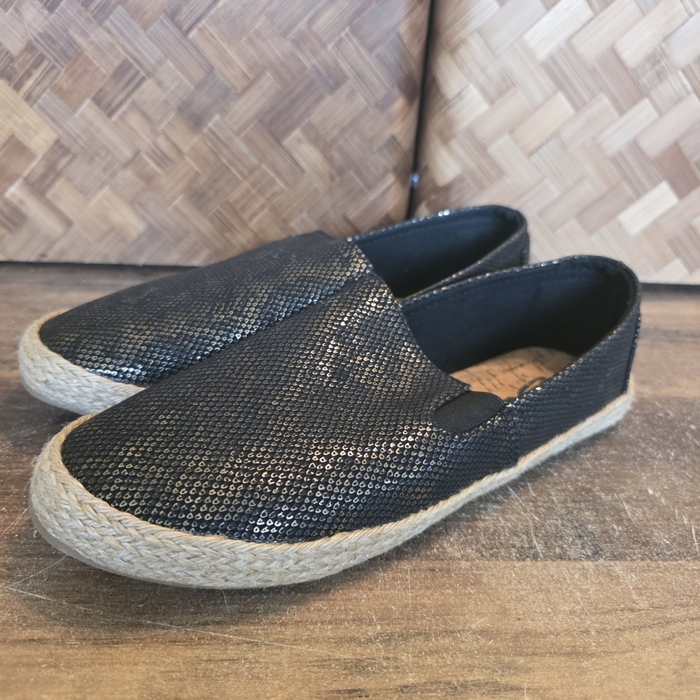 Seven7 Shoes Women's Size 10 Black Gold Metallic Espadrille Cape Azul‎ #1050